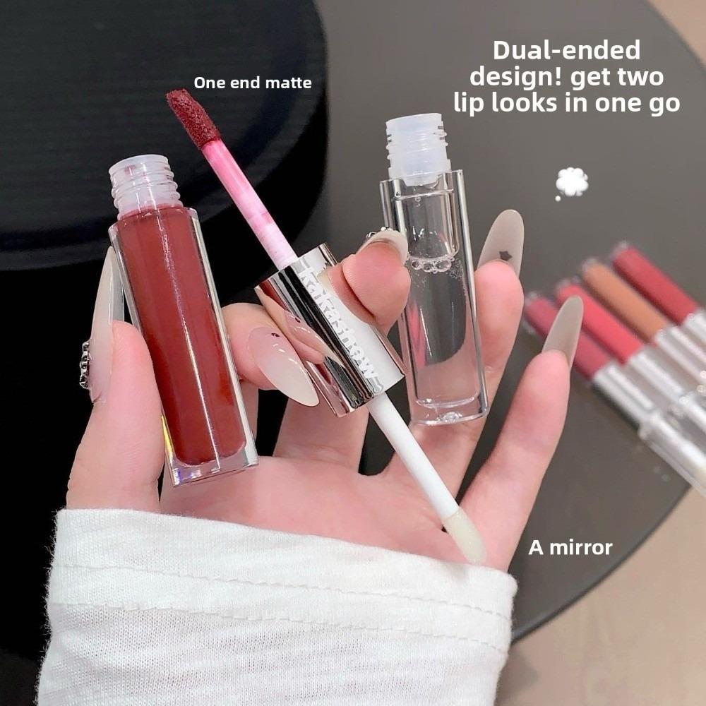 Sexy Water Crystal Double Head Lip Gloss Long Lasting Dewy Glossy Makeup Lip Stick Mirror Non Stick Liquid Lipstick Beauty
