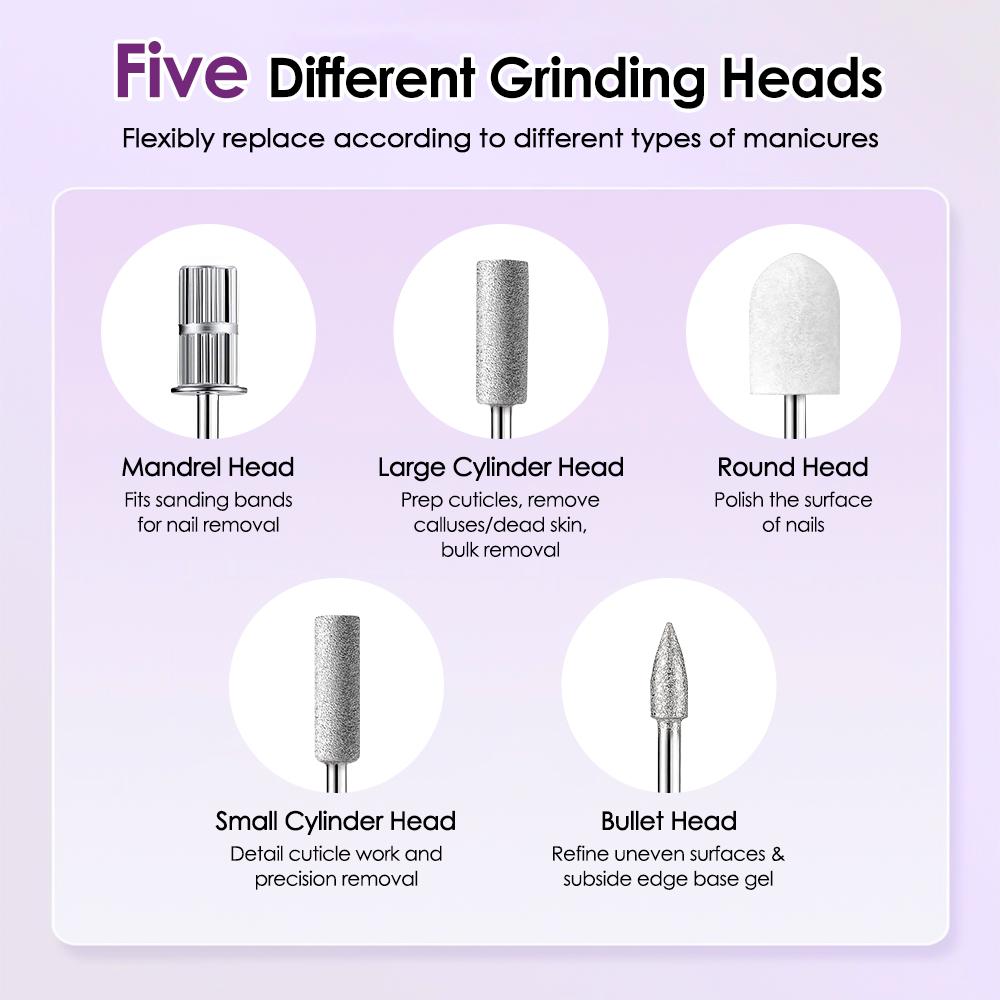 Electric Nail Drill Machine with UV Lamp Drill Off Gel Manicure Nail Polisher Set with Drill Bits Sanding Bands Nail Supplies