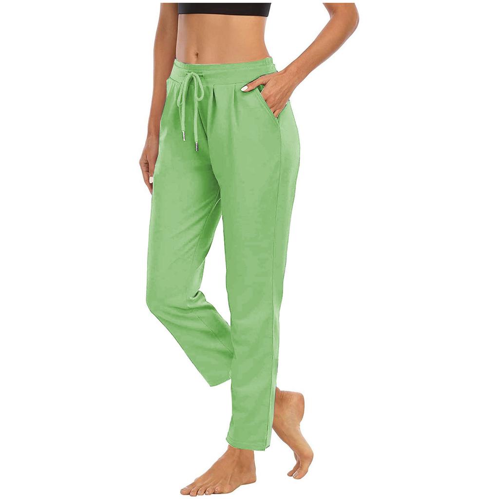 European and American Women's Fashion: Solid Color, High-waist, Casual Yoga/fitness Pants with Side Slits.