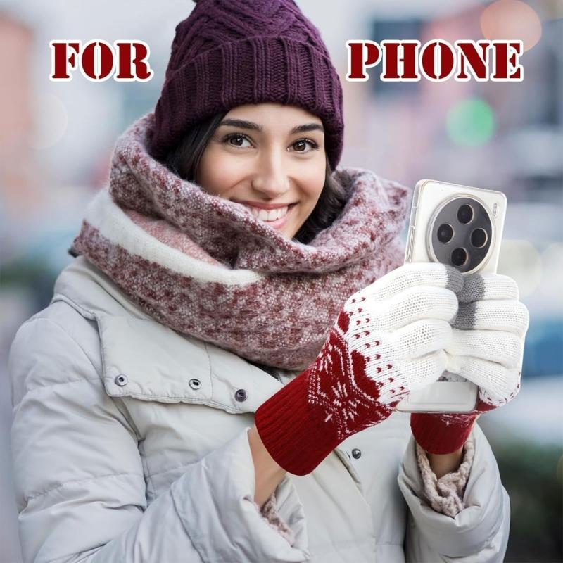 Outdoor Winter Gloves for Daily Walks, Phone-Ready Fingertips, Jacquard Detail and Wrist Rib Comfort for Adults