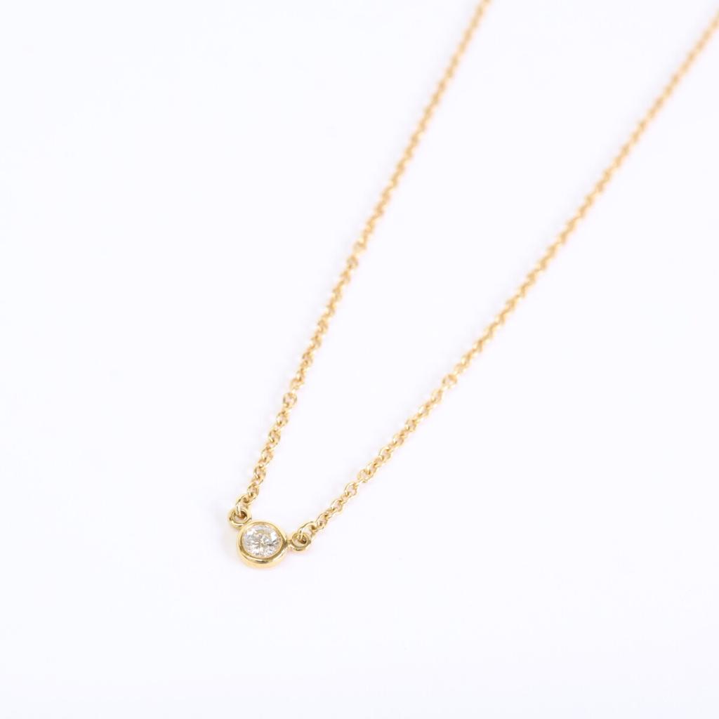 TIFFANY&Co. [Excellent Condition] 750 Elsa Peretti Diamonds by the Yard Single Diamond Pendant Necklace Yellow GoldUsed