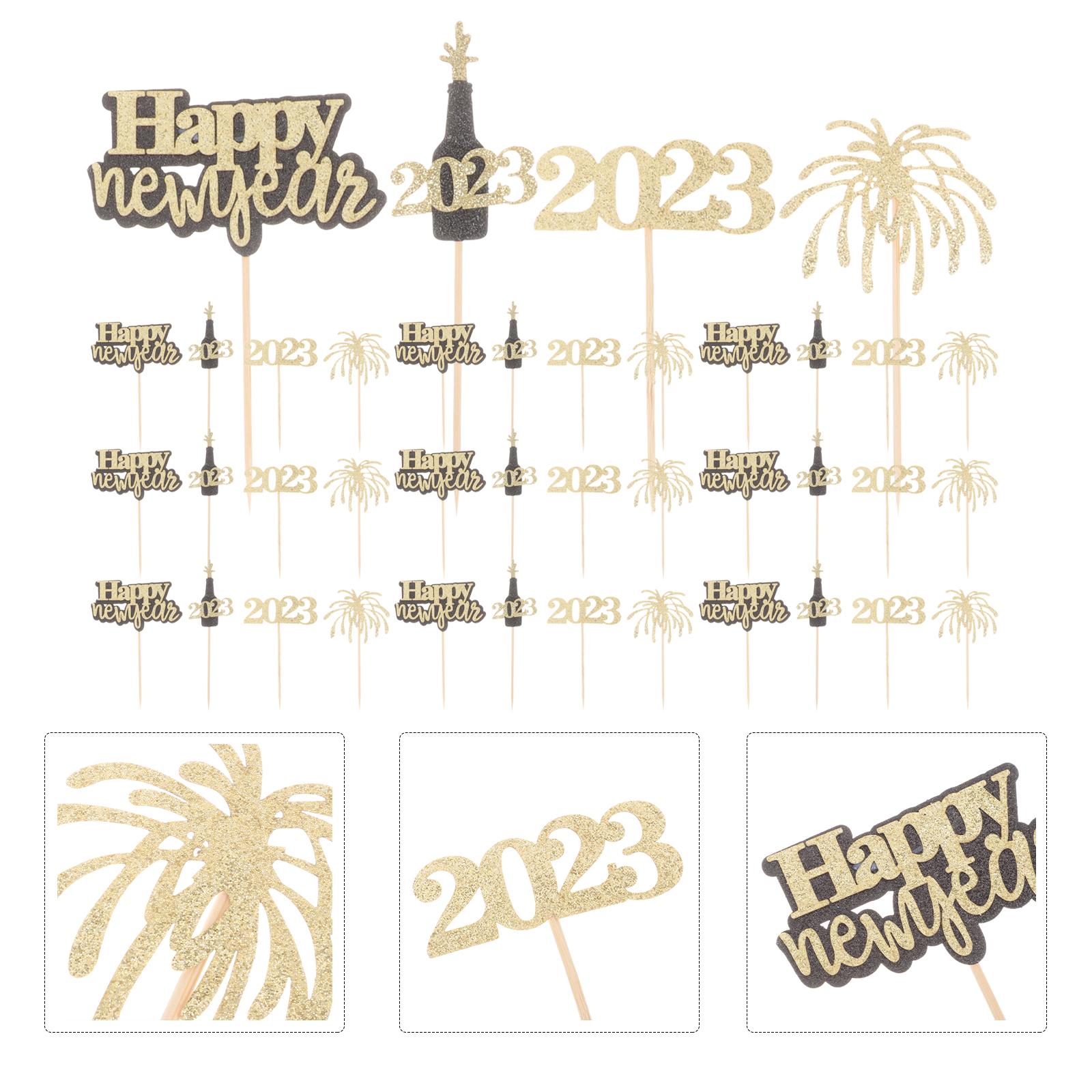 

2023 Вставки для торта Новые выборы Новогоднее украшение Счастливые украшения Вечеринка Маффин Десерт Топпер Принадлежности Бумажные стаканчики золотистый