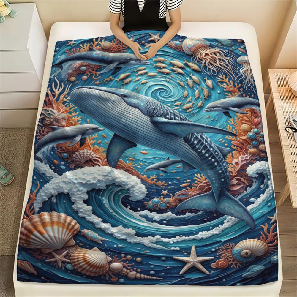 Marine Life Print Flannel Blanket,High Quality Comfortable for All Seasons,Home Decor,Warmth and Comfort,Perfect for Christmas Gifts