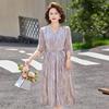 2026 Elegant Waist-Cinched Summer Dress for Mothers: Slimming and Stylish Skirt for Middle-Aged and Elderly Women