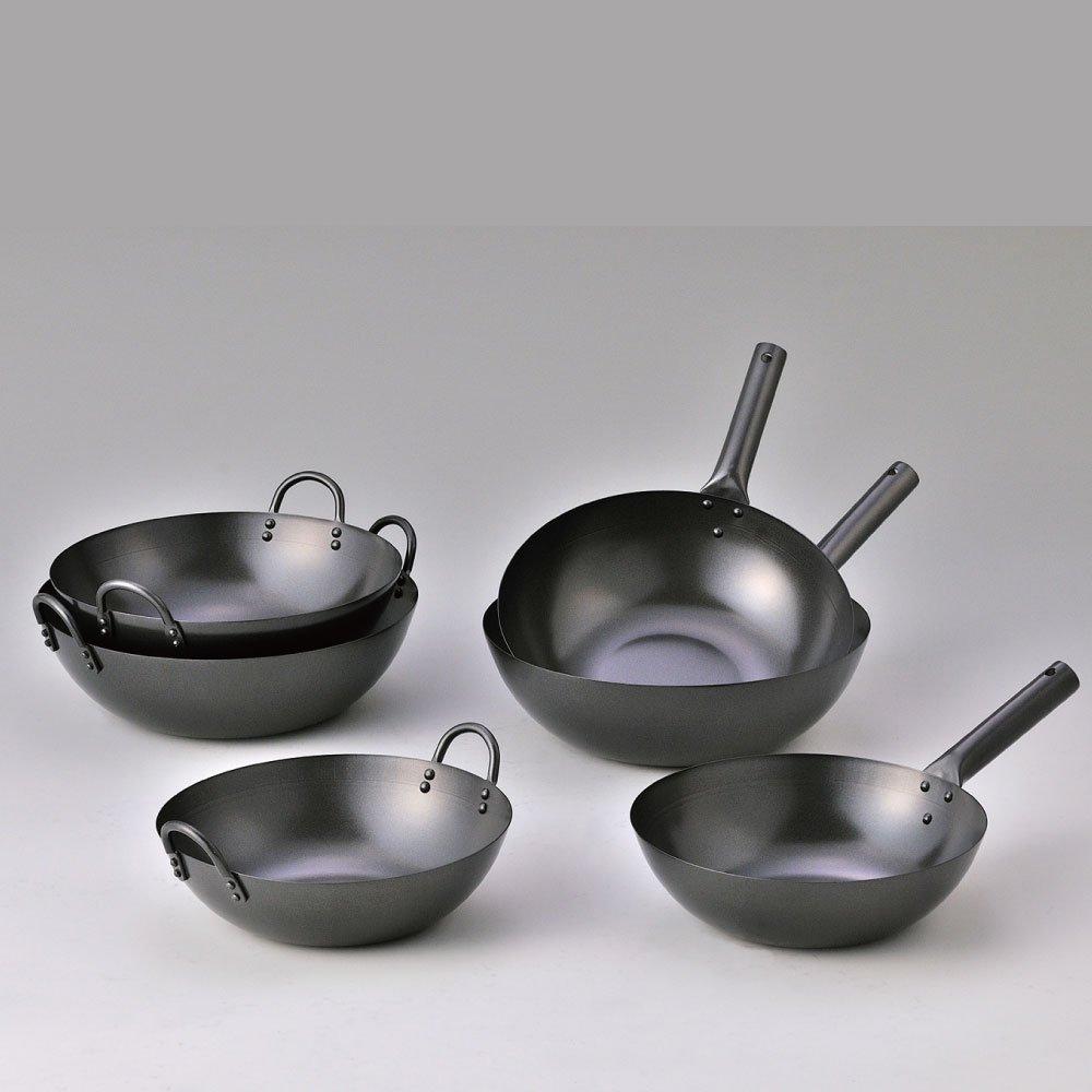 Hokuriku Aluminum 30cm Iron Wok, Induction Compatible, Perfect for Chinese Food, Stir-frying, and Cooking Experts (A3178B30)