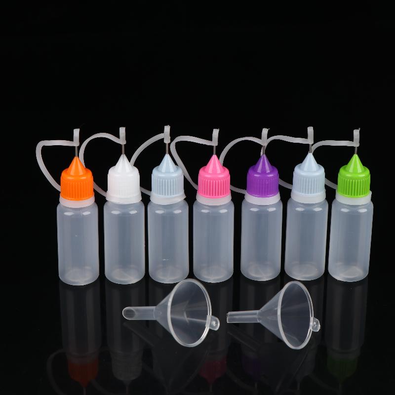 1 Set Klarplastik-Squeeze-Flaschen mit Nadelspitze und sicheren Deckeln für Klebstoff, Bastelmaterialien, Gewürze und Flüssigkeitsaufbewahrung