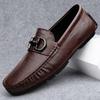 Fashion Fashionable Lightweight Genuine Leather Men's Formal Leather Shoes Handmade Soft Comfortable Non-slip Casual Men's Bean Shoes