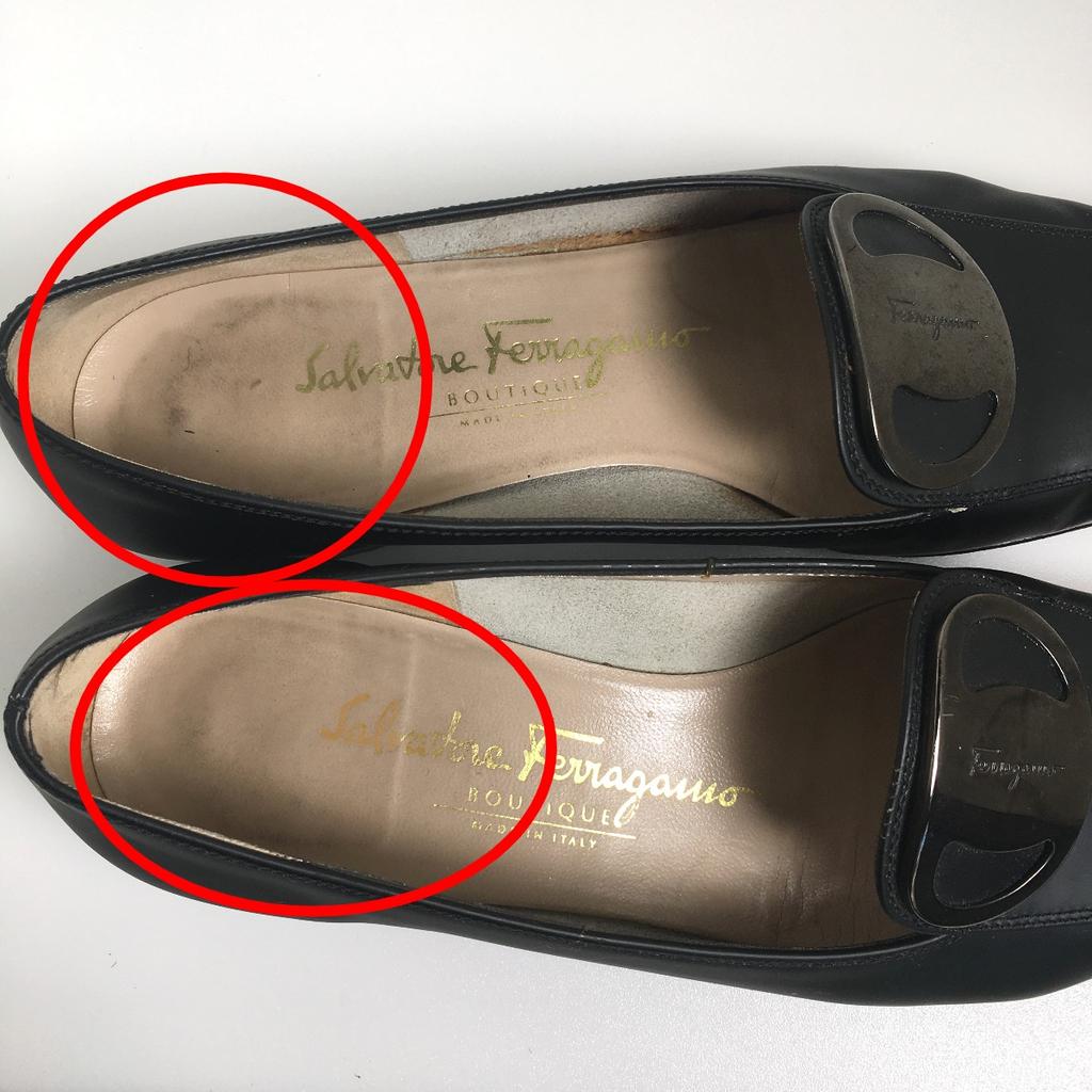 Salvatore Ferragamo Low Heel Square Toe Pumps 5C Calfskin Black Women Used