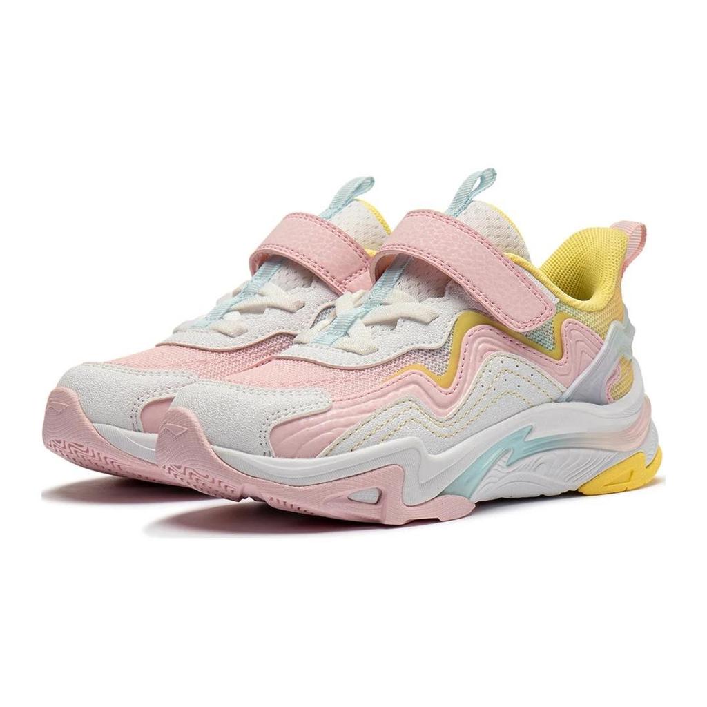 Li Ning Comfortable Versatile Non-Slip Shock Absorbing Low-Top Kids Running Shoes Kids Sneaker Pink White YKNU010-4