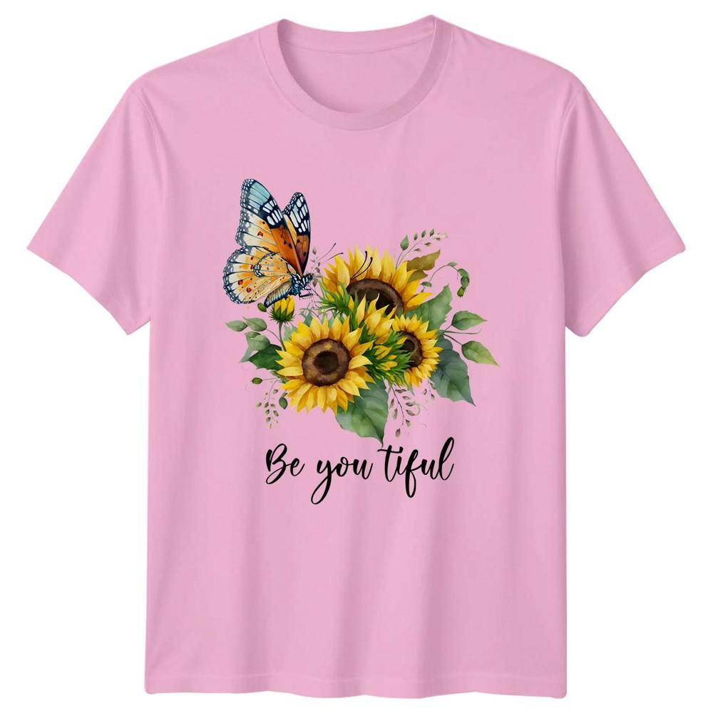 Be You Tiful Unisexs TShirt Sunflower Butterfly Floral Inspirational