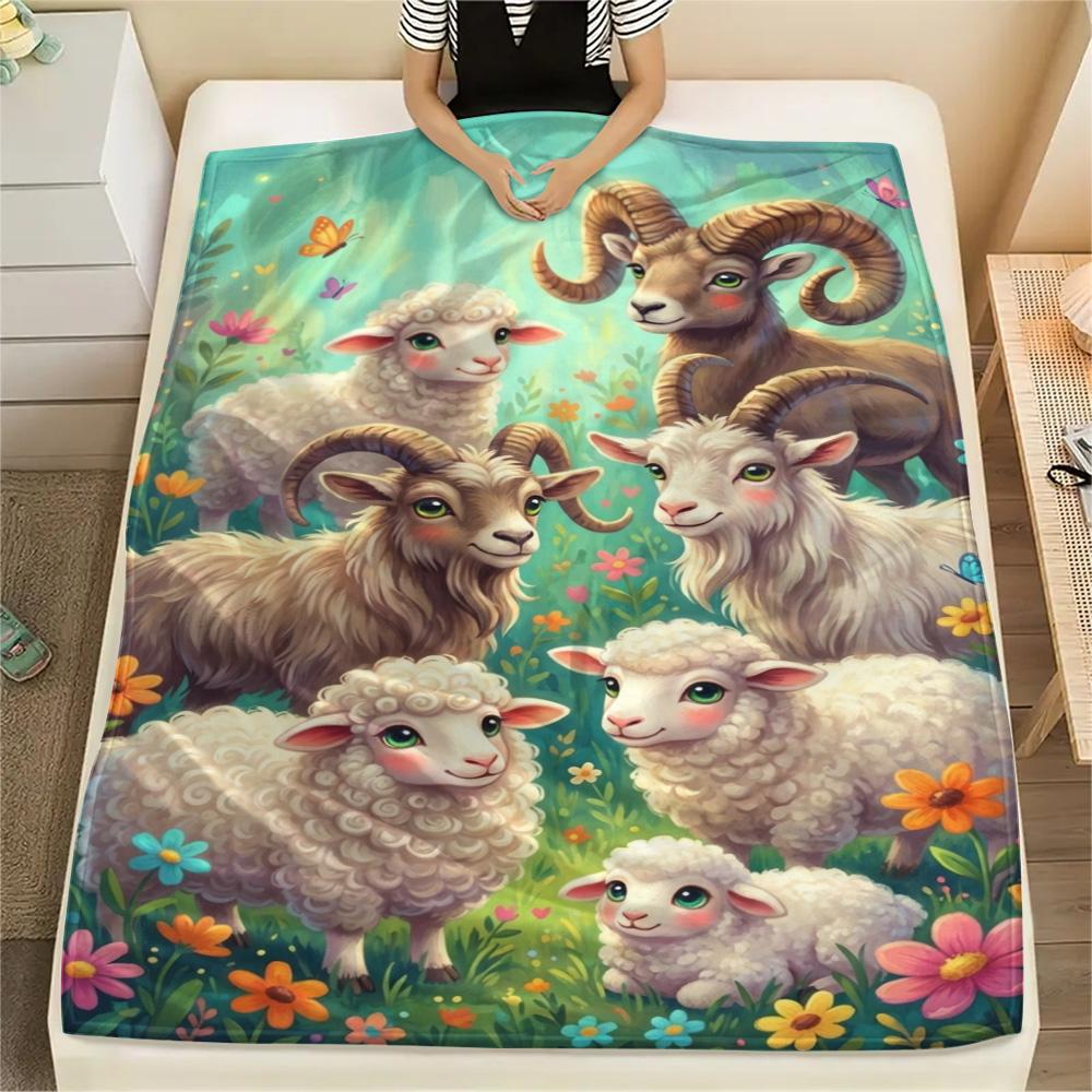 1PC Soft Cute World Print FlAannel Blanket, High quality Comfortable for All Seasons, Home Decor, Warmth and Comfort