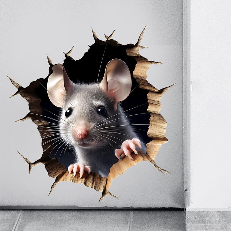 3D Mouse Hole Sticker Removable Self-Adhesive For Room Bedroom Home Decoration Accessories