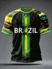 2026 Brazil Style Soccer Jersey Men's Quick Dry Breathable Football Training Top Slim Fit Short Sleeve O-Neck for Match Casual