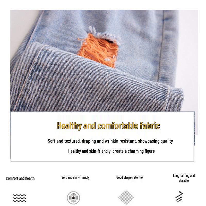 Girls' Casual Loose-Fit Jeans - Spring/Autumn Fashion for Kids