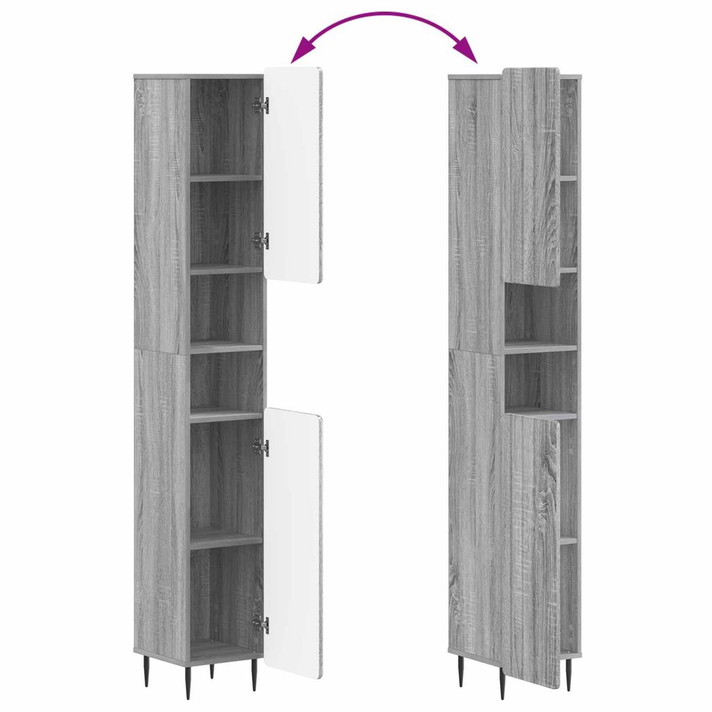 2 Piece Bathroom Cabinet Set ZWOLLE Sonoma Grey