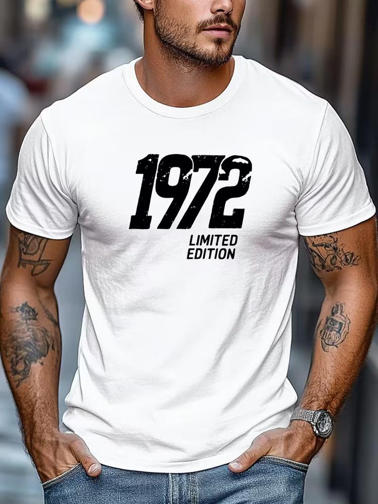 Mens 1972 limited edition graphic tshirt casual crew neck summer short sleeve S