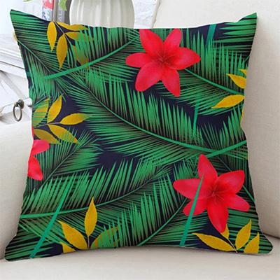Exotic Tropical Leaves and Flowers Double-sided Printed pillow cover Short plush Suitable living rooms sofas throw cushion cover