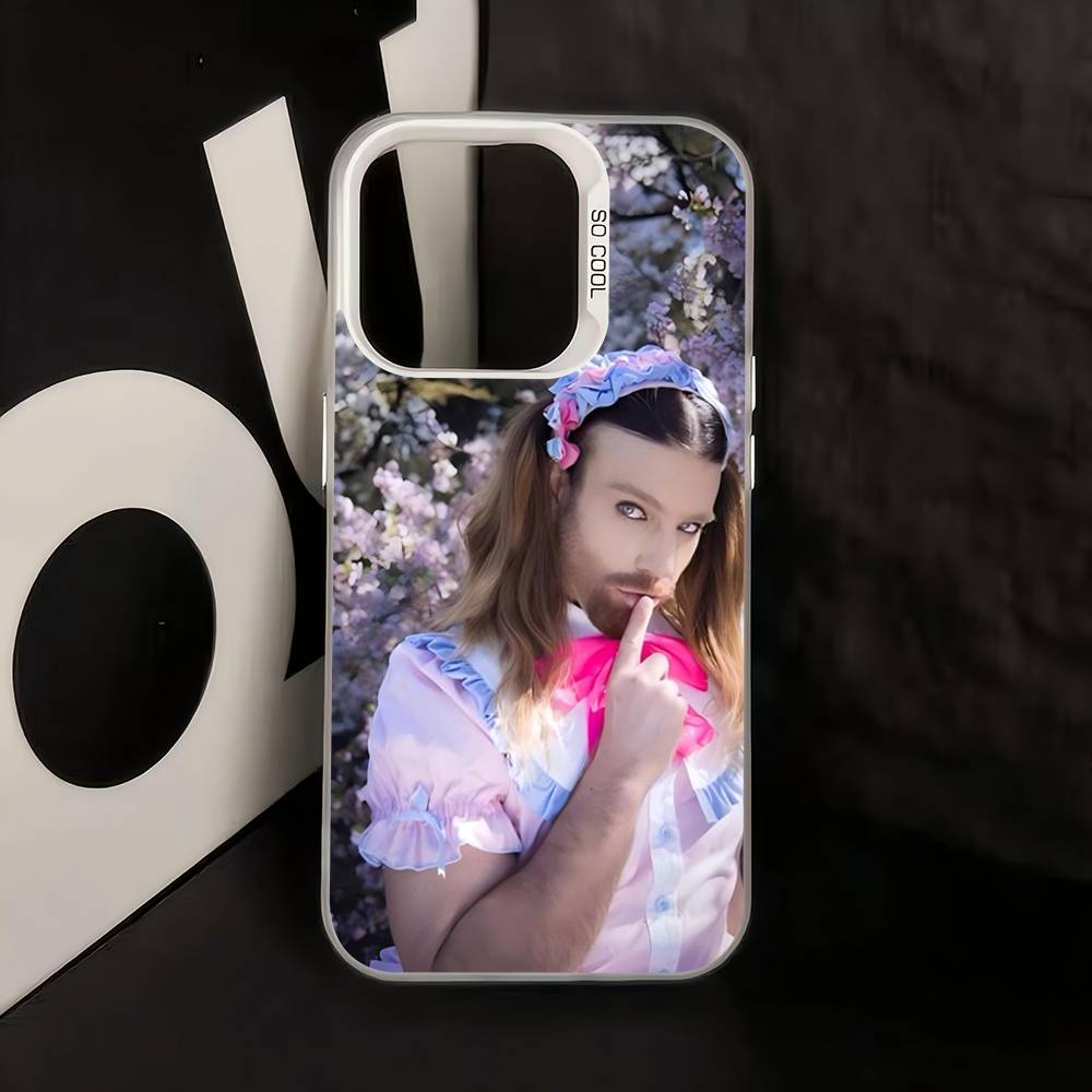Spoof Bearded Man Loli Outfit Phone Case For iPhone 17 16 15 14 13 12 11 XS XR X Pro Max Plus Colored Silver Plated Cover