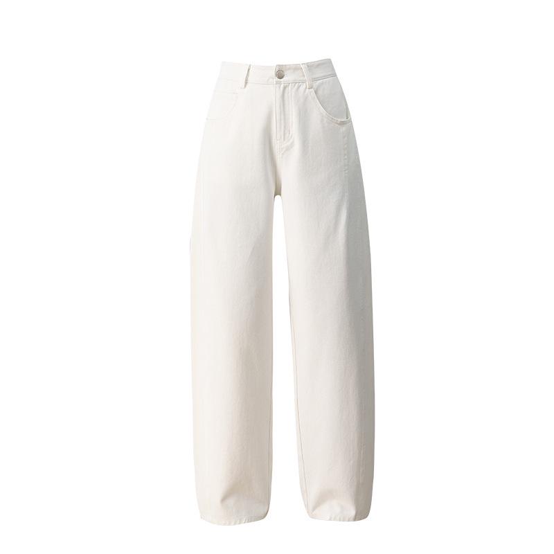 

Guang Mei Women s High-Waisted Beige Curved Wide-Leg Jeans, Pear-Shaped Design, 2026 Spring/Autumn Collection. 26