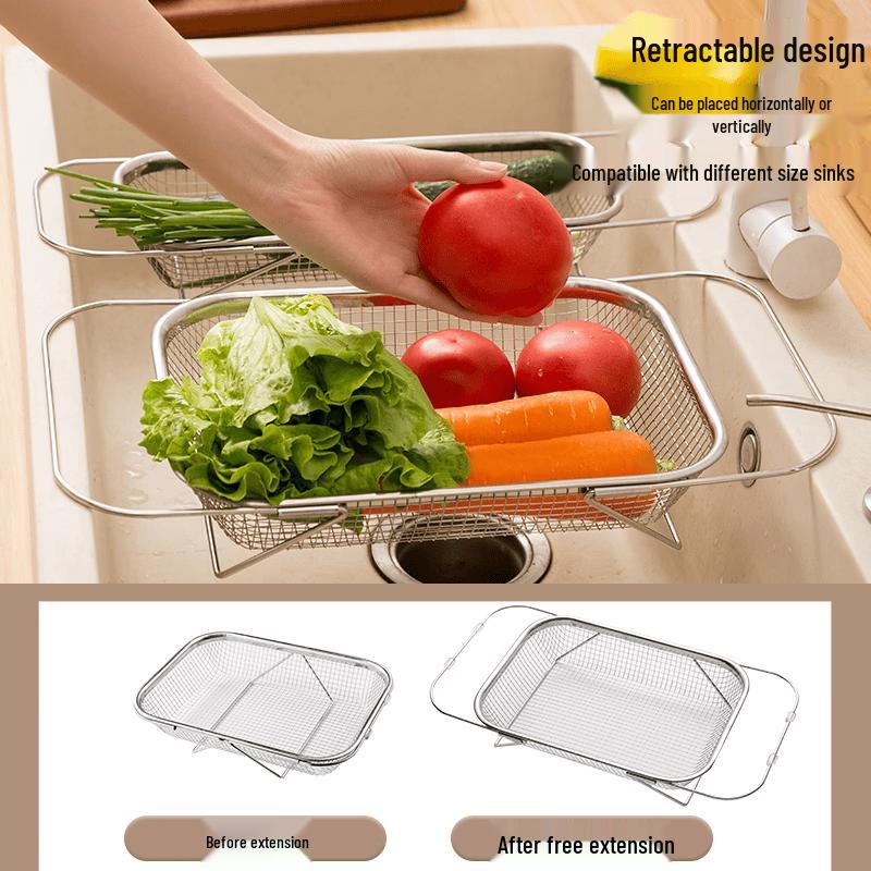 UOSO Stainless Steel Retractable Sink Drainer Basket