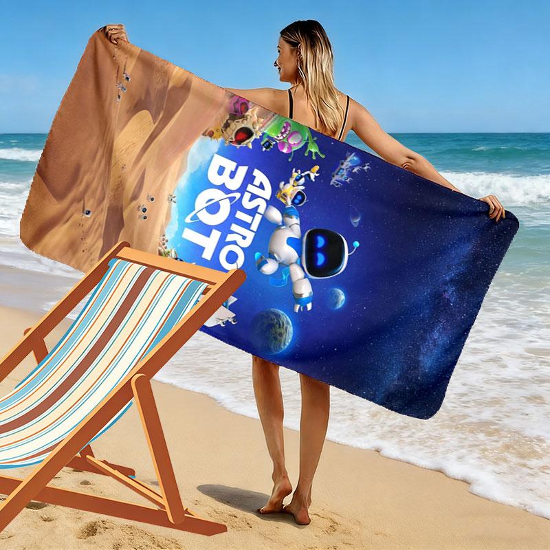 ASTRO BOT Aufdruck Strandtuch, Großes Weiches Schnelltrocknendes Handtuch für Strand Camping Schwimmen