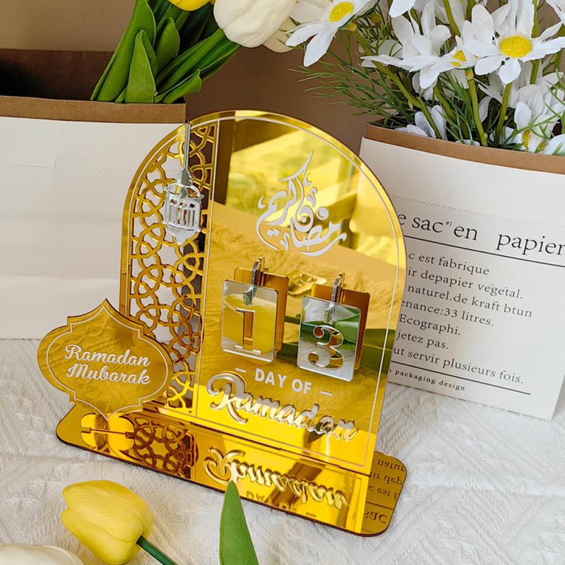 Ramadan Calendar Ornament, Eid DIY Decoration, Digital Timing Acrylic Muslim Mirror Table Festival ADM