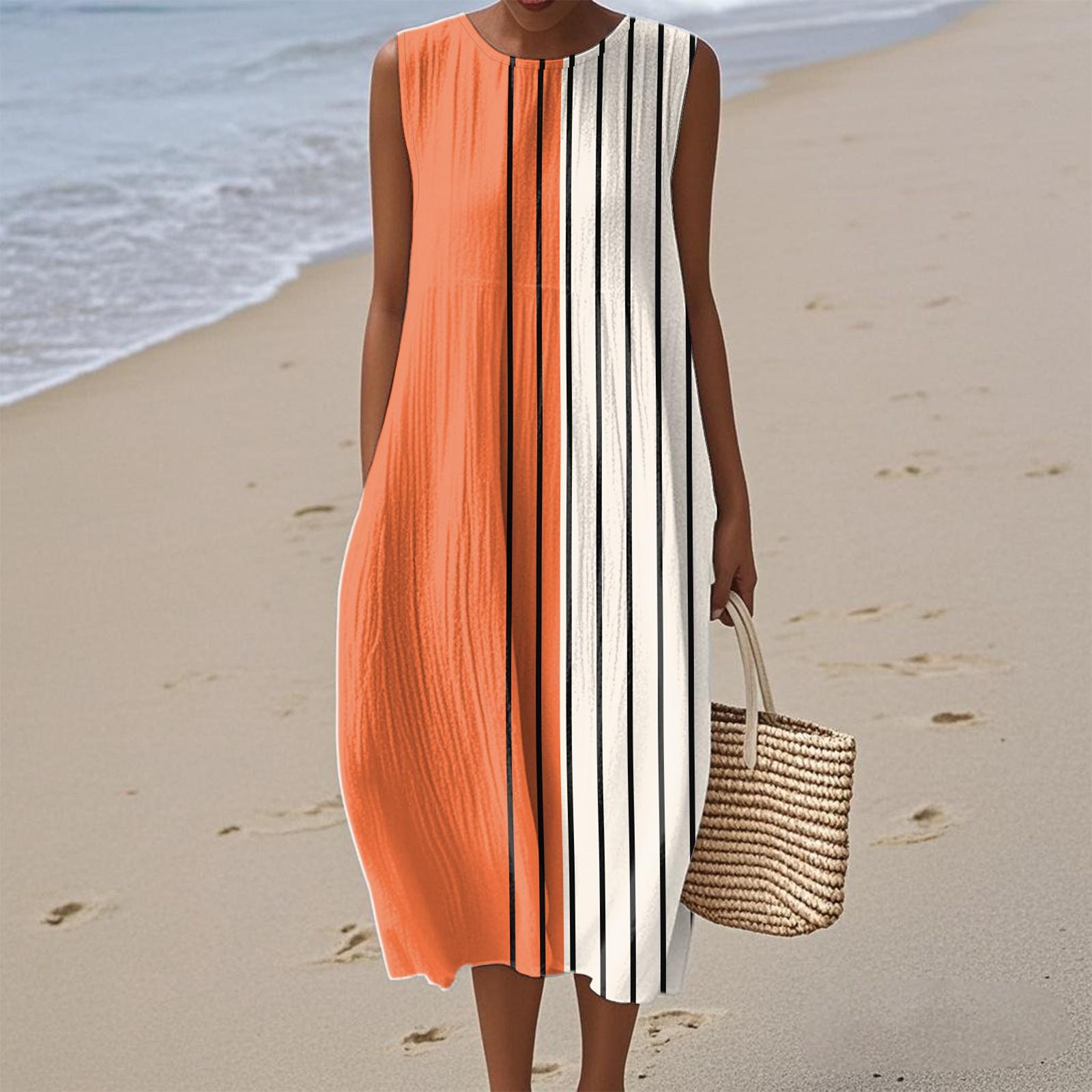 

Женское модное повседневное платье без рукавов с круглым вырезом и цветочным принтом, элегантное, темпераментное XXL шафрановый