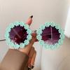 Retro Special Round Daisy Flower Sunglasses Woman  Vintage Fashion Brand Female Eyewear Party Travelling UV Shades