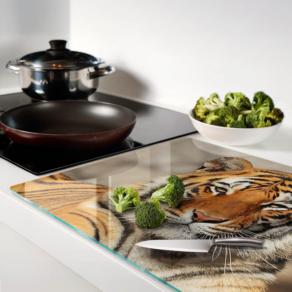 Decorative Glass Kitchen Chopping Board Bengal Tiger 80x52 cm
