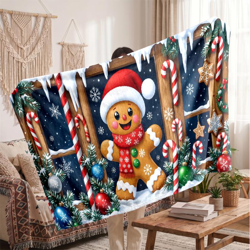 Christmas Flannel Throw Blanket Soft Warm Cozy For Sofa Bed Indoor Home Use Great Holiday Gift