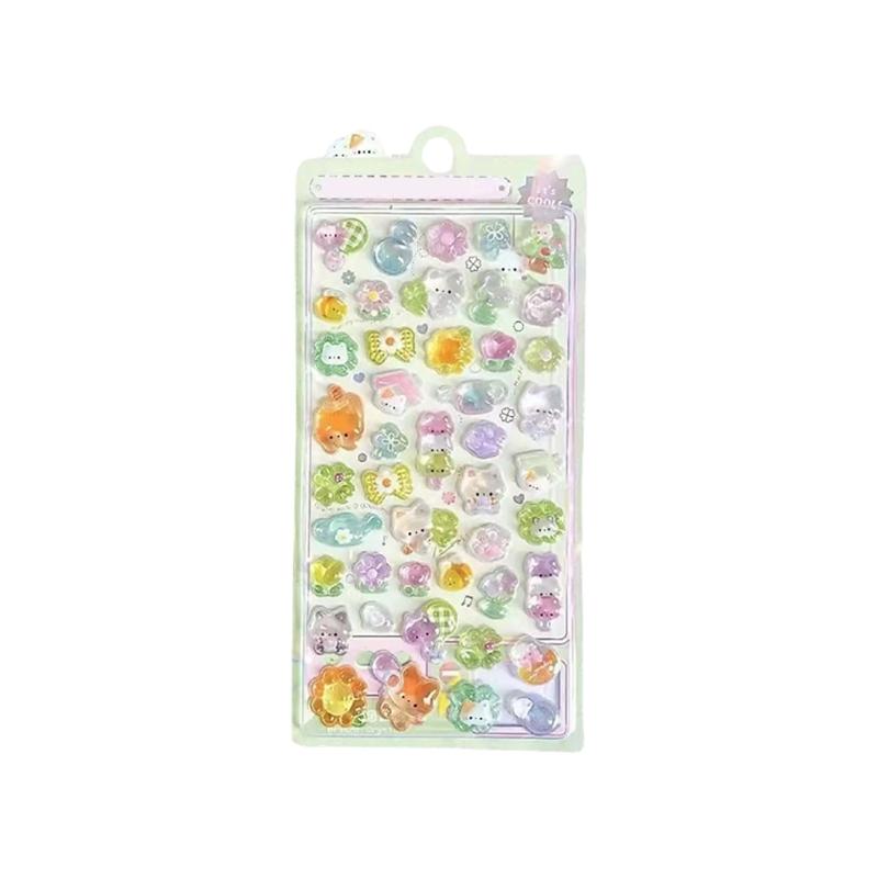 Easy Application Cartoon 3D Puff Sticker Embossed Animal Pattern Small Adhesive Decal For Scrapbooking Notebook Reward