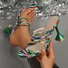 Fashion Women High Heels Sandals Open Toes Squared Toes Transparent Fashion Shoes New Summer Mix Color Graffiti Sandals Slides Women