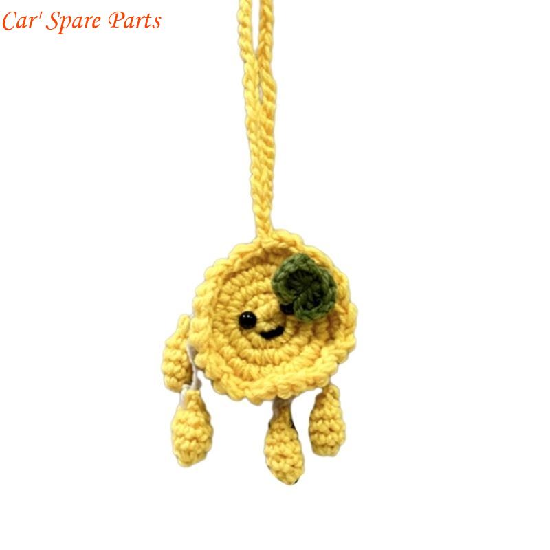 

Y4UA Hanging Decoration Rear View Mirror Cartoon Handmade Woolen Ornament Pendant Car Auto Interior Decorative Accessory