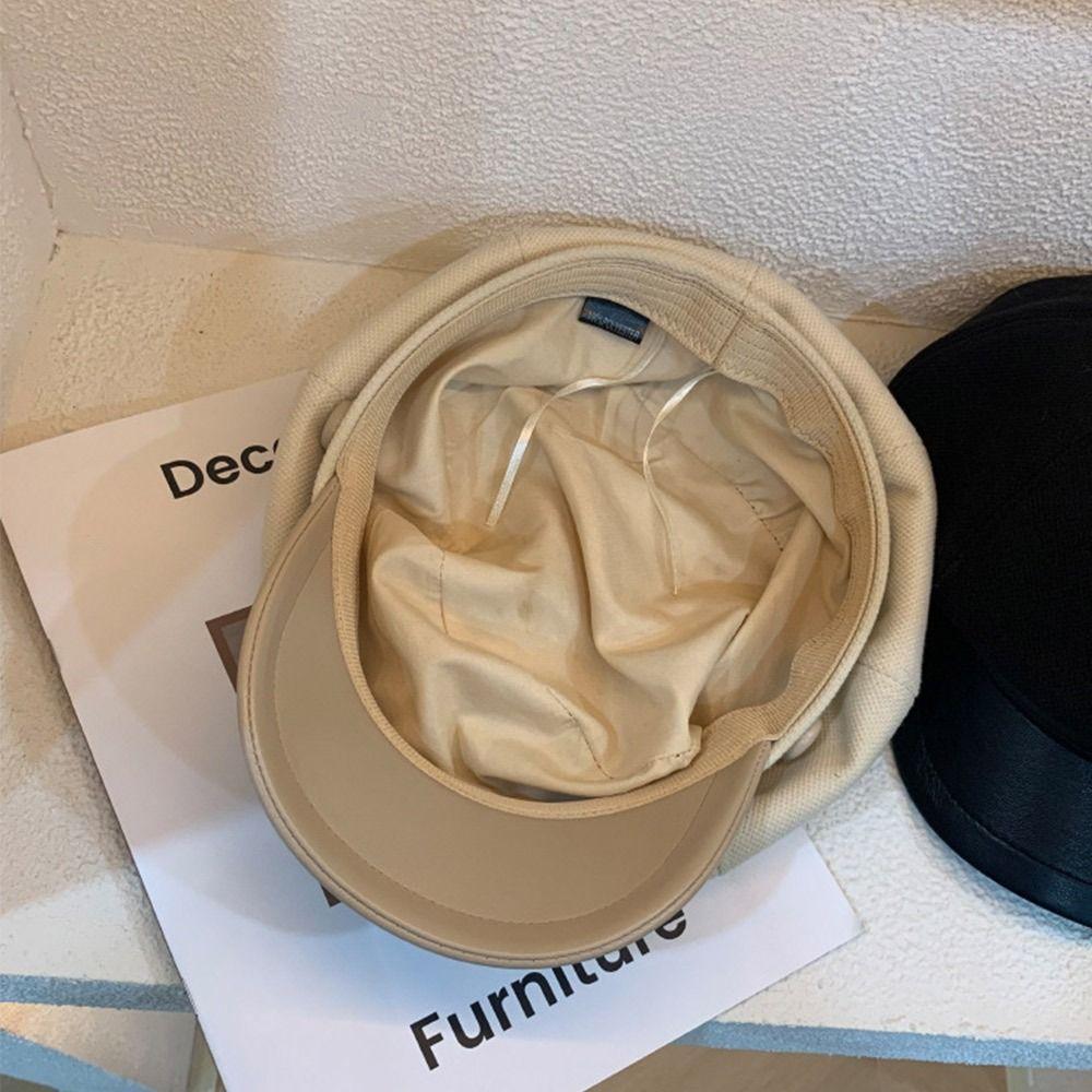 New Solid Color Octagonal Cap Windproof Adjustable Newsboy Hat Warm Pumpkin Hat