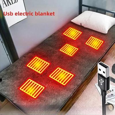 2025 Hot 6 Area 10W DC Heated Mat Plush Electric Blanket Single Mattress USB Type-C Interface Washable Office Bedroom Outdoor