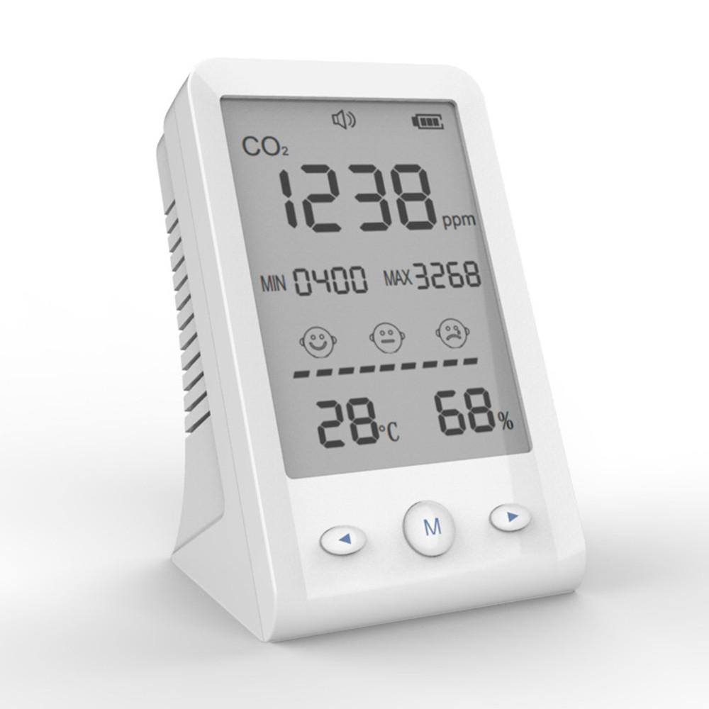 3 in 1 NDIR CO2 Meter Alarm Temperature Humidity Detector USB Rechargeable Air Quality Monitor LCD Display Gas Analyzer