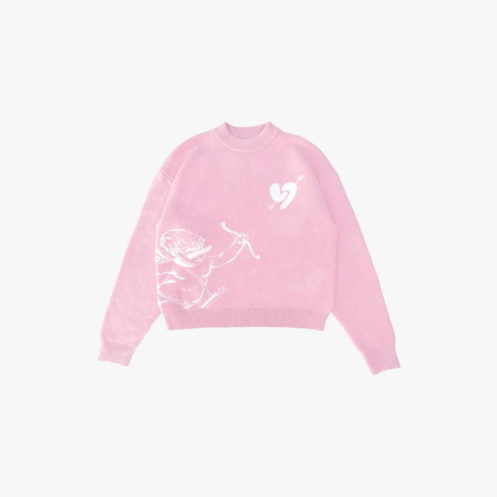 Y2K American High Street Casual Cupid Archery Jacquard Knit Sweater for Men and Women