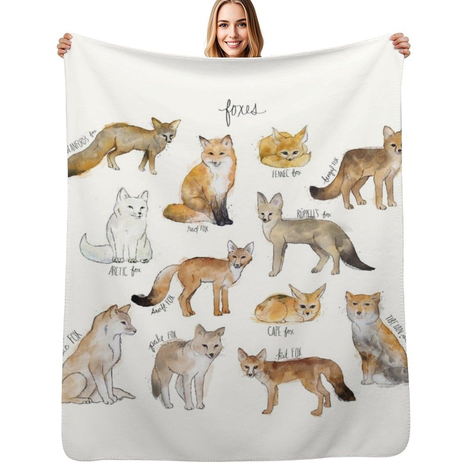 Foxes Throw Blanket Versatile Cozy Throw Blanket for All Occasions Size: 75*100cm, Weight: 230 GSM