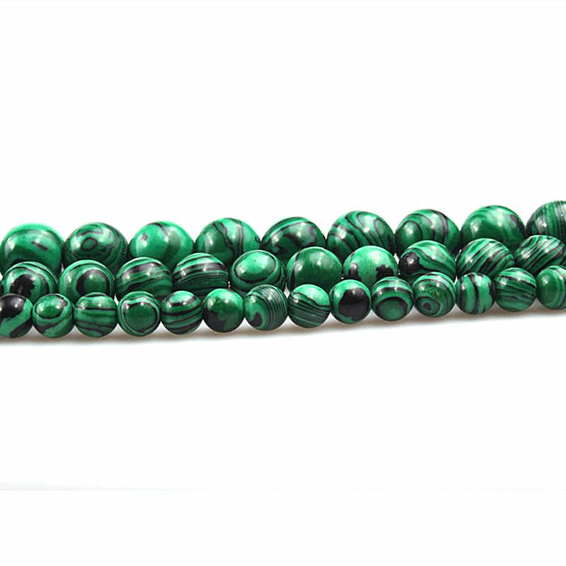 Synthetic Malachite Loose Beads for DIY Jewelry Accessories, Semi-Finished Round Beads, Green Malachite Beads