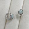 Grace Small 925 Sterling Silver Rhodium Plated Round 6Mm White Fire Opal Stone Huggie Hoop Earrings For Women Girls Jewelry Gift