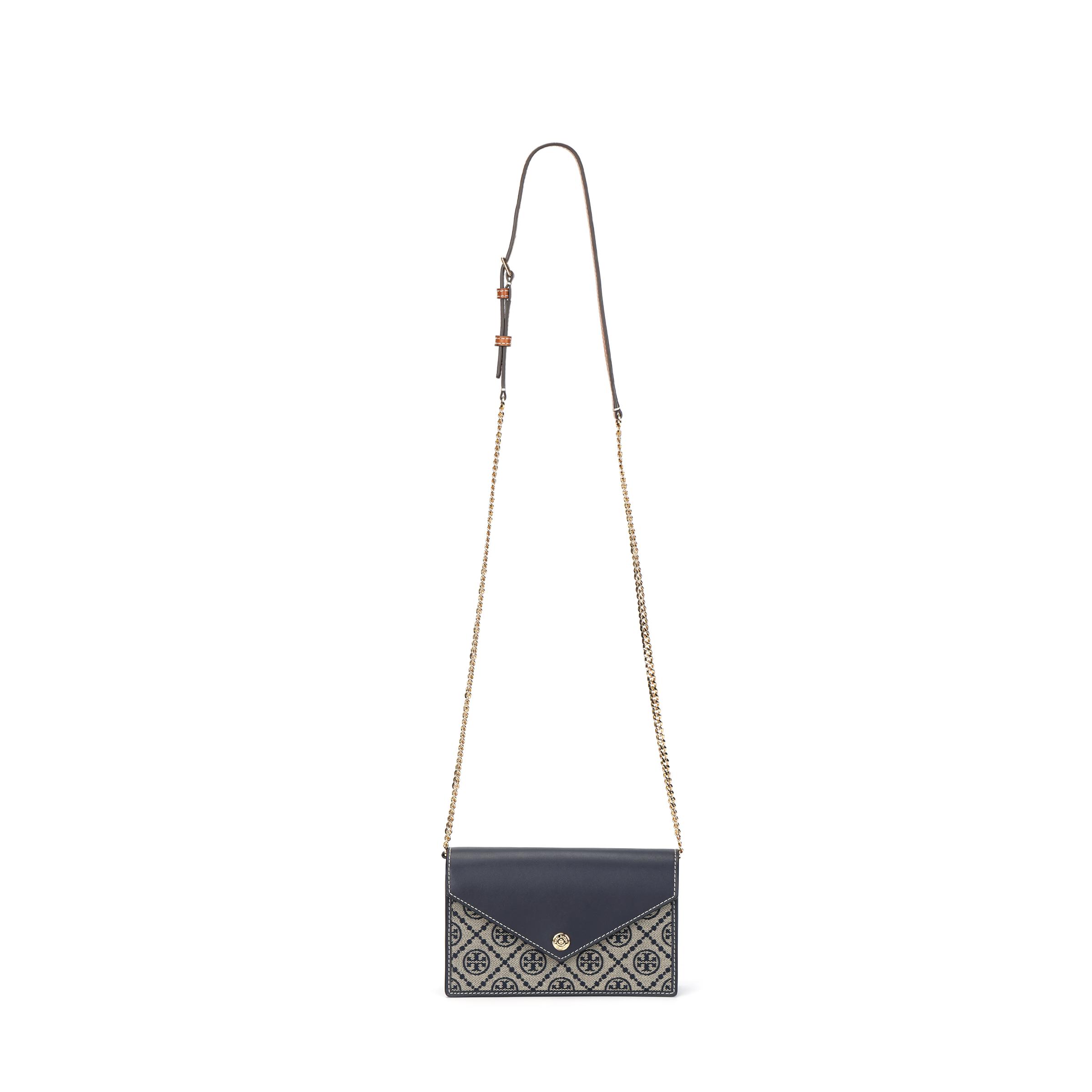 

Tory Burch T Monogram Single Pattern Envelope Chain Wallet Mini Women Wallet Navy-Blue 165016-405 Basic Set (Bag+Dust Bag)