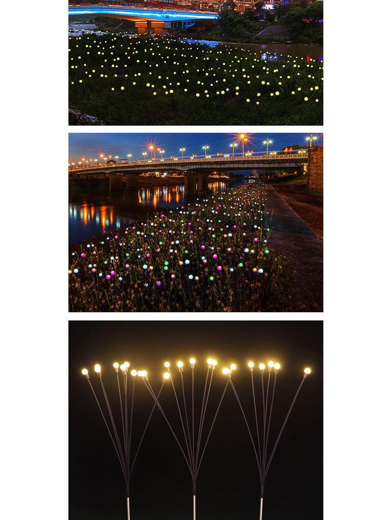 LED Wind-Powered Firefly Lights, 6 or 8 Heads, Outdoor Landscape Decoration for Parks and Streets