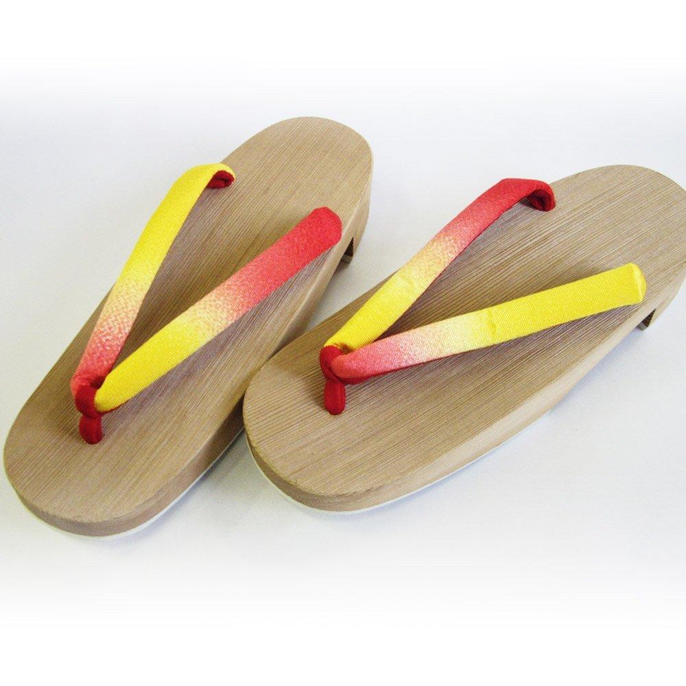 Kiso Nezuko Geta: Women's Geta with a Blurred Yellow-Red Pattern, a Traditional Craft Made in Japan, Carrying on 300 Years of Tradition