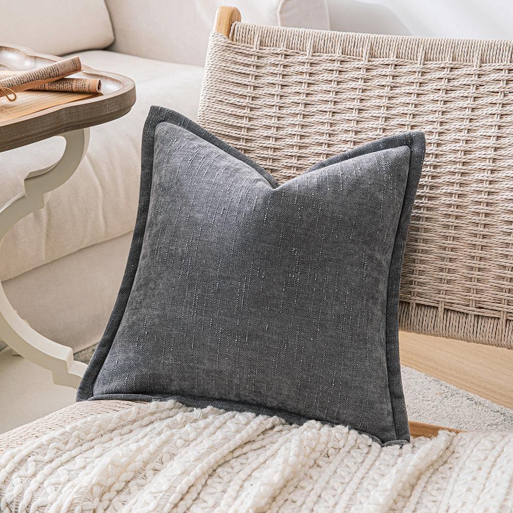 Ins Fengchenille Pillow Bamboo Joint Pattern Jacquard Cushion Internet Celebrity Super Thick Pillow Case Pressed on The Edge of The Sofa Bedside Back