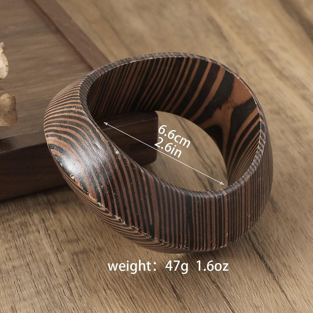 Square Wood Grain Bangle Geometric Burlywood Hand Ring Simple Wooden Bracelet  Daily