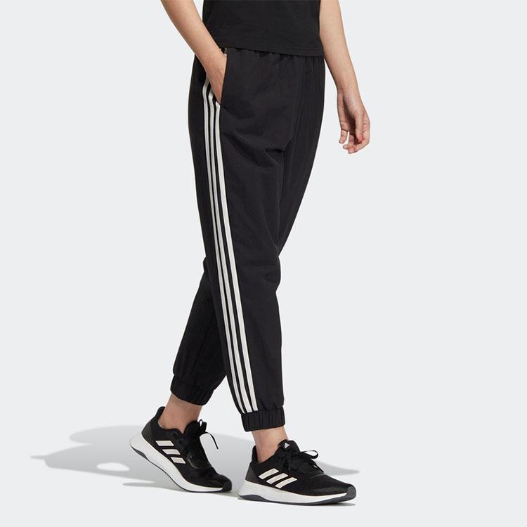 Adidas Neo Color Block Striped Casual Woven Retro Sports Long Pants Women Pants Black HM7414