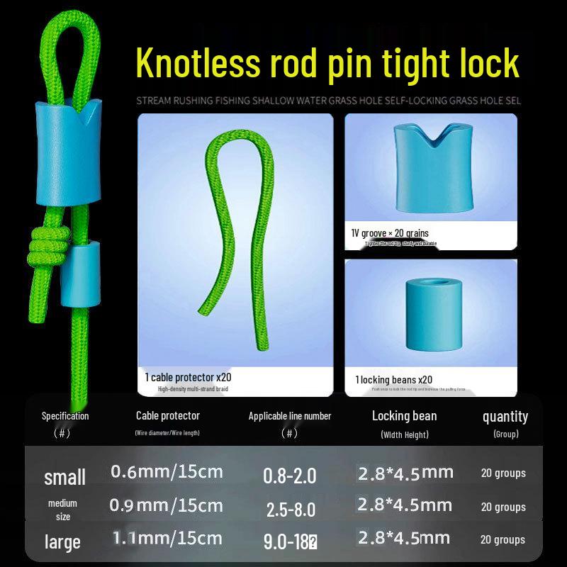 Billion Battle Knotless Fishing Rod Tip Self-Locking Buckle with PE Reinforced Line Protector and Locking Bead.