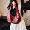 Retro Star Rivet Tote Bag Solid Pu Leather Shoulder Bag Large Capacity Female Casual Shopping Underarm Pack Lady Handbag