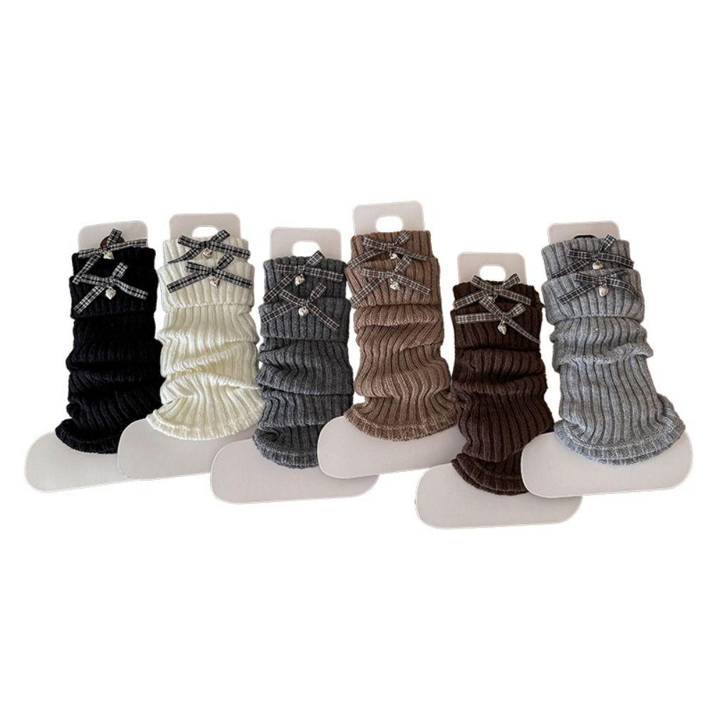 Kawaii High Elastic Kids Leg Warmers Bow Trim Sweet Style Lolita Style Socks Knitted Long Stockings Children Wear