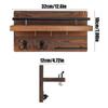 Wall Mounted Key Holder Wooden Retro Decorative Hanger with Floating Shelf Hook for Coat Mail Entryway Home Hat Backpack